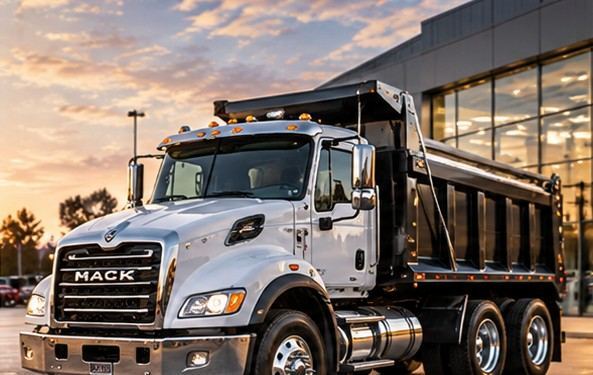 White vocational dump truck
